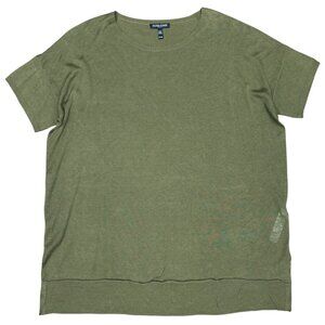 EILEEN FISHER Women's EUC‎ Silk/Linen Knit Tunic Shirt Olive | Size PL